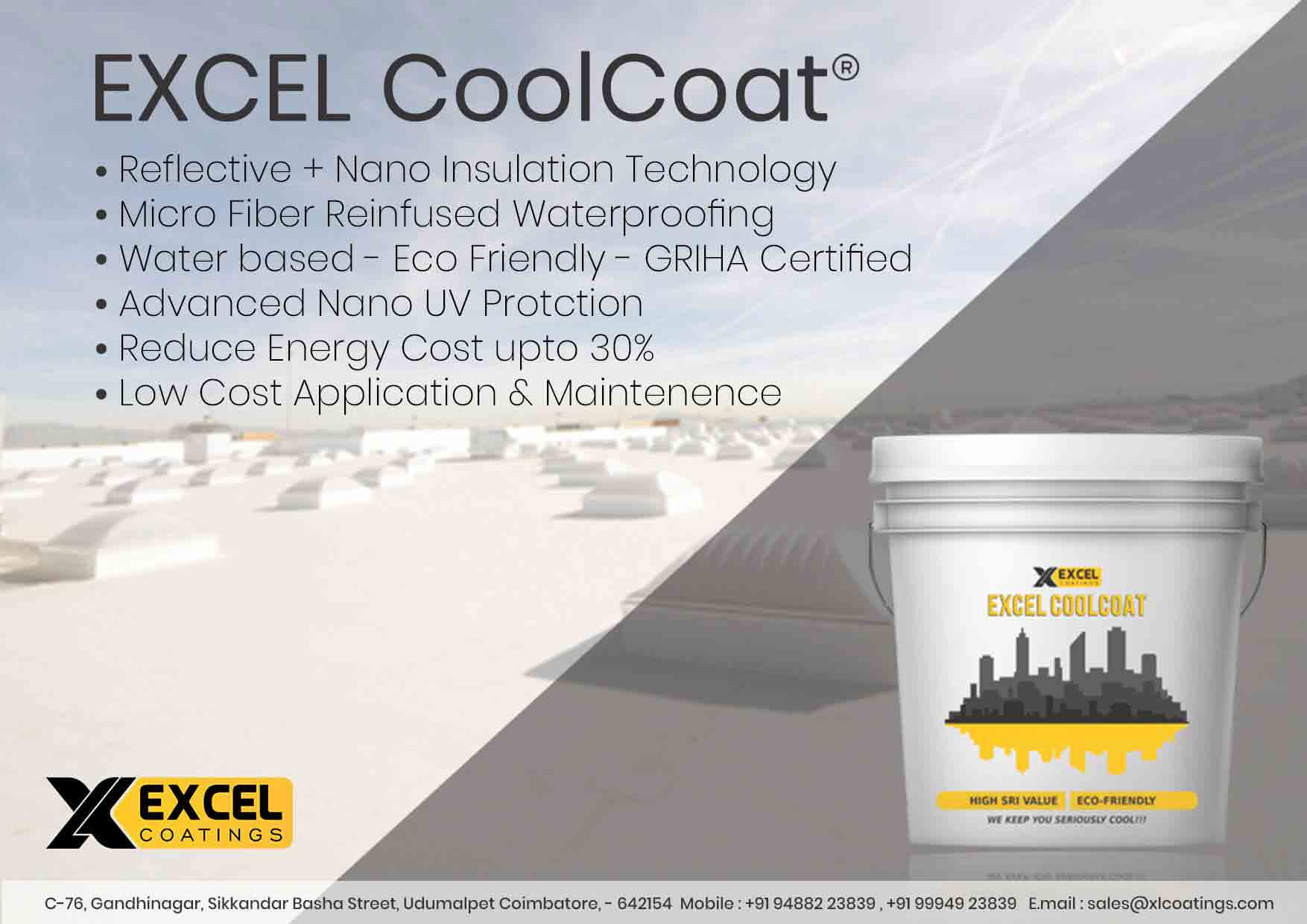 Heat reflective Roof Paint EXCEL Coatings